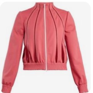 VALENTINO PANELED JACKET SALMON PINK RED ZIPPER FRONT HIGH NECK ITALIAN FABRIC 6